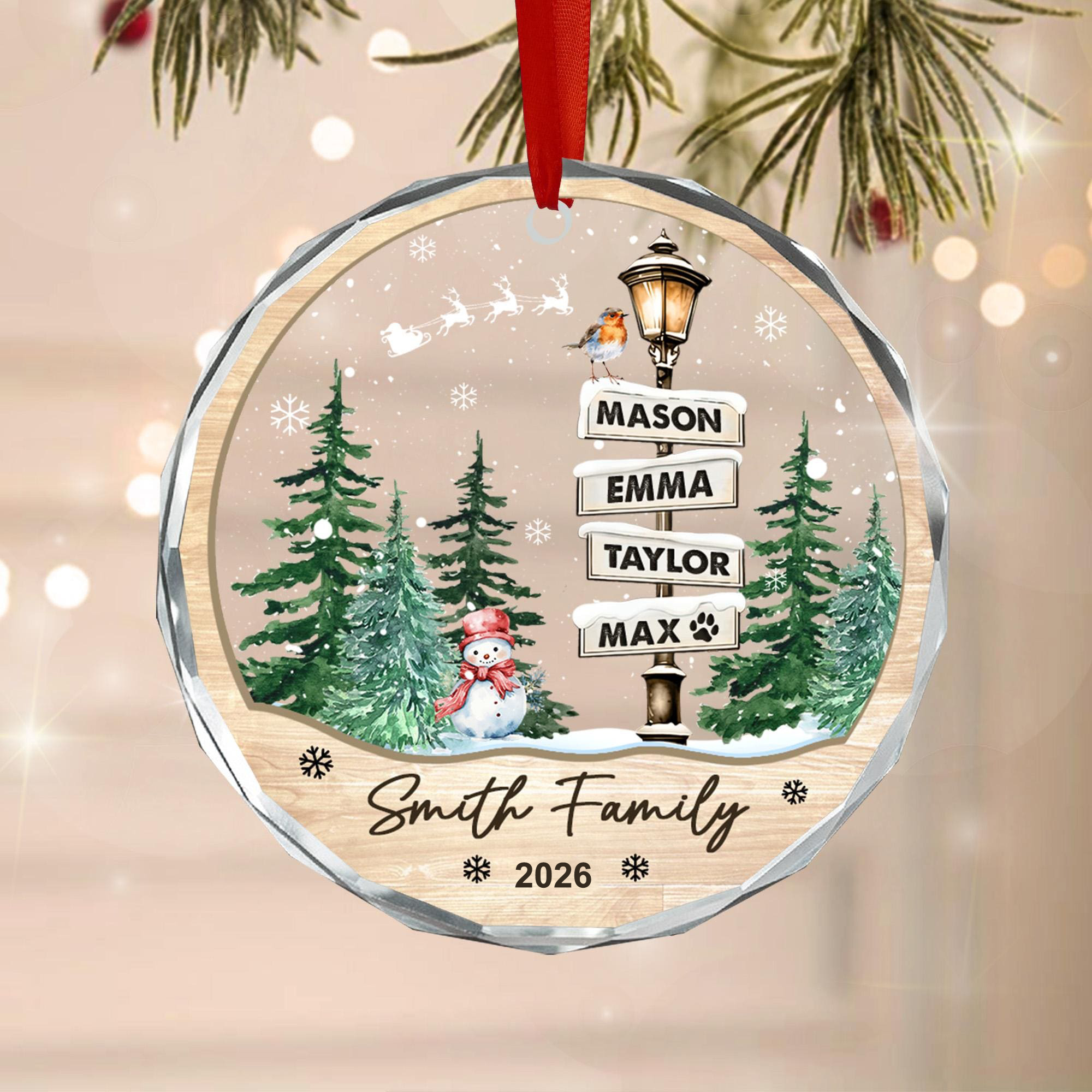 Personalized Family Lamppost Christmas Ornament - Custom Name Winter Wonderland Keepsake 2026
