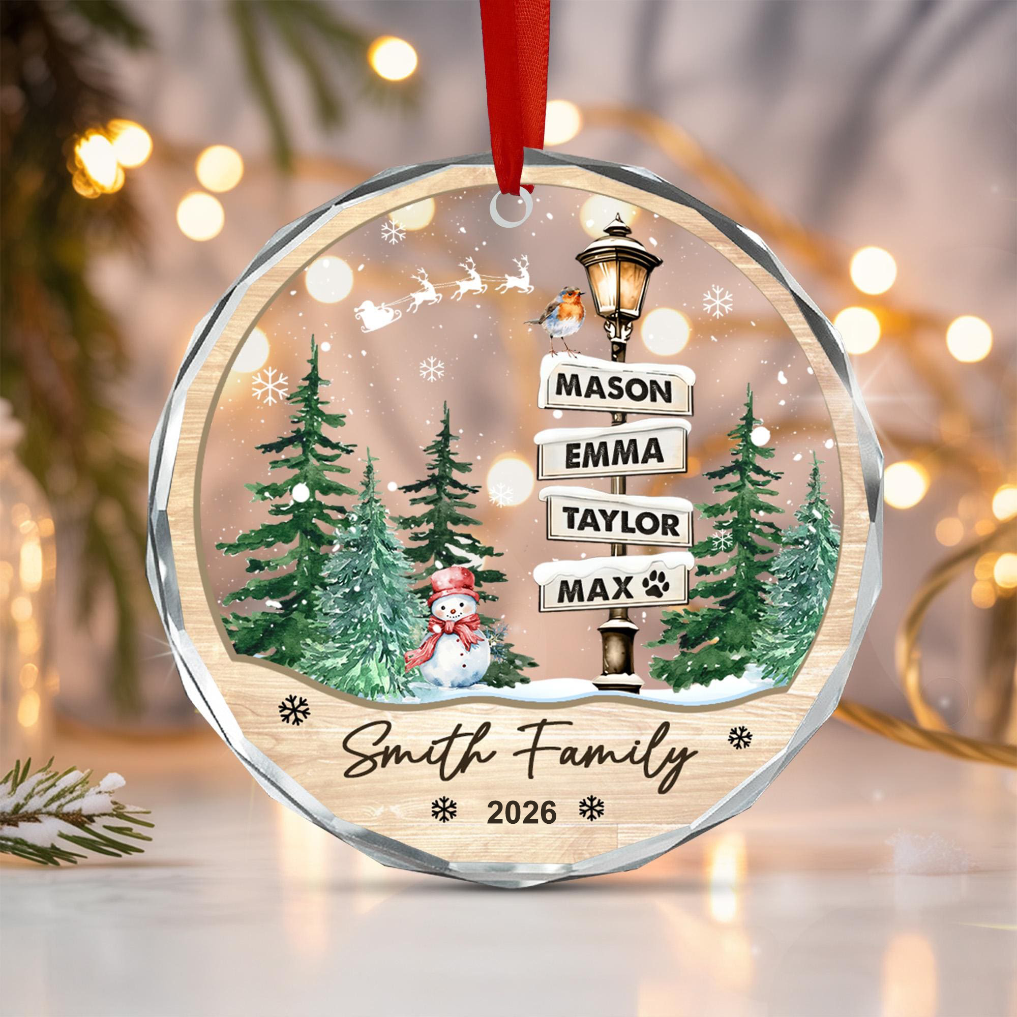 Personalized Family Lamppost Christmas Ornament - Custom Name Winter Wonderland Keepsake 2026