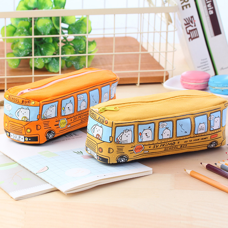 Kids Cartoon Bus Bag School Car Pencil Bags  Birthday Christmas Gift