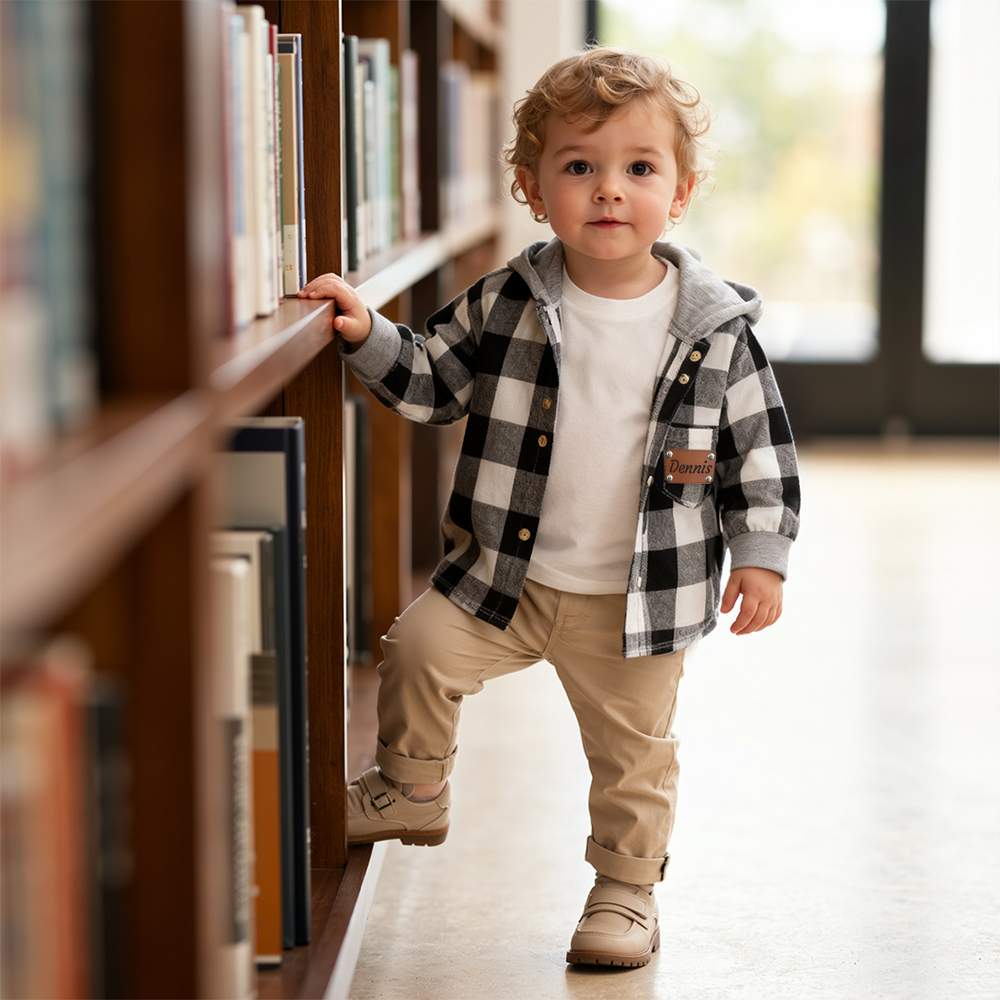 Personalized Kids' Plaid Hooded Shirt Jacket