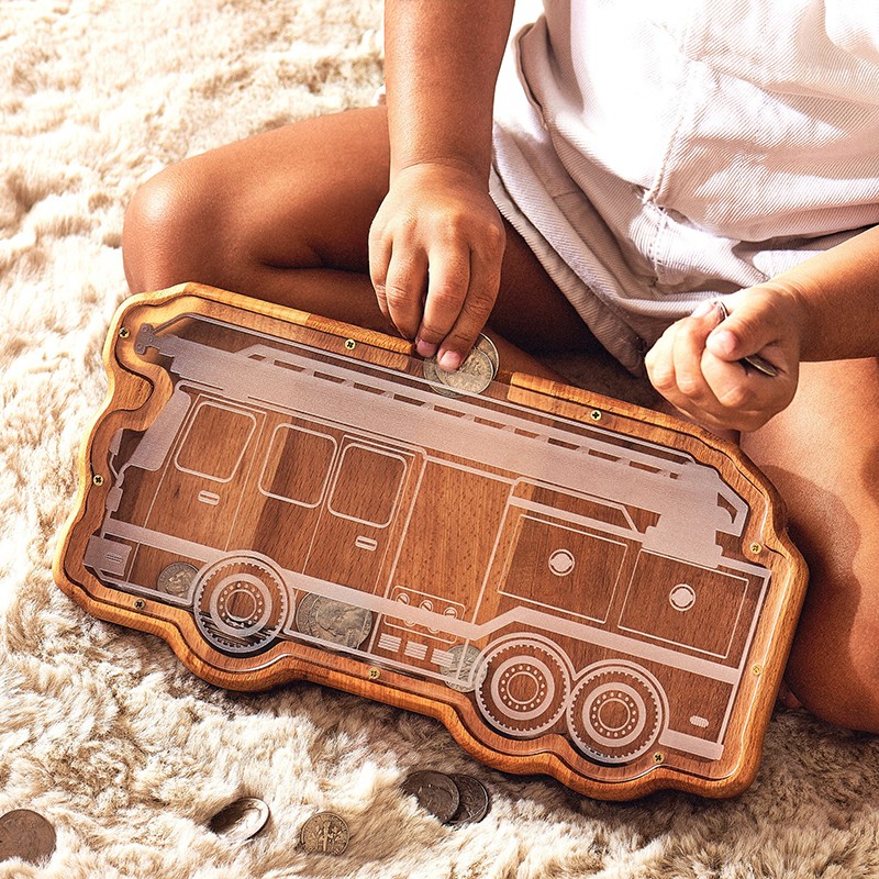 Wood Tractor Piggy Bank Christmas/Birthday Gift
