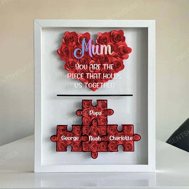 Mother's Day Jigsaw Puzzle Flower Shadow Box, Best Customized Gift for Mom