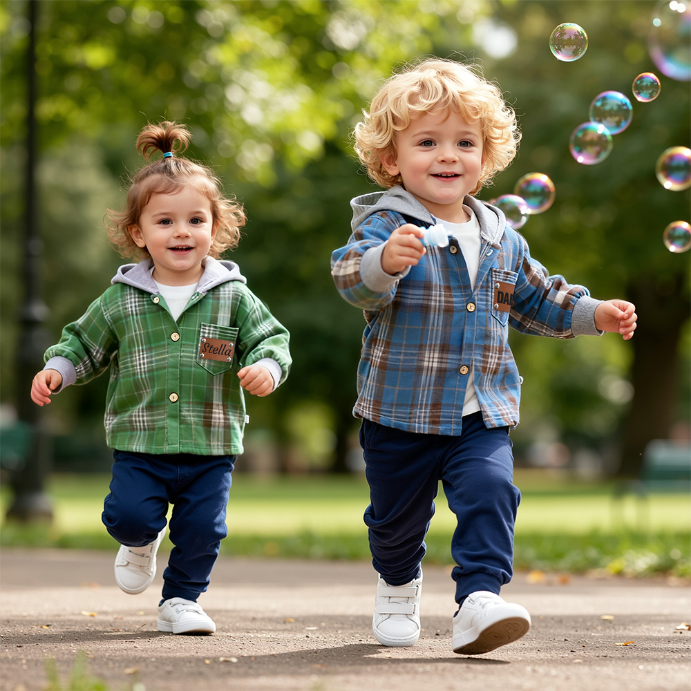 Personalized Kids' Plaid Hooded Shirt Jacket