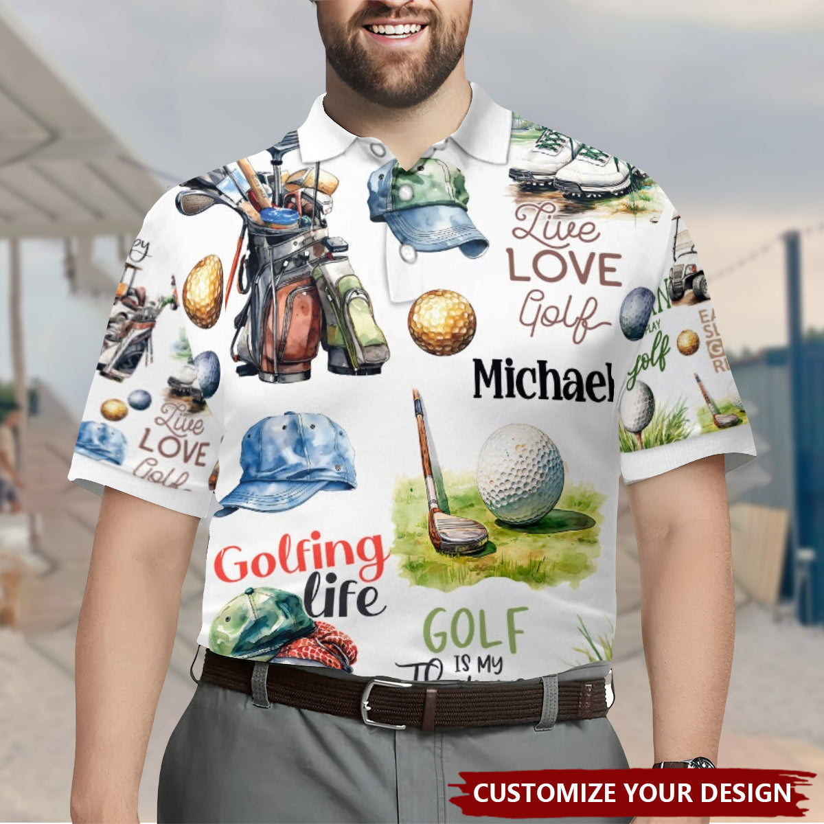 Live Love Golf - Personalized Golf Polo Shirt - The Best Gift For Golf Dad, Uncle, Husband