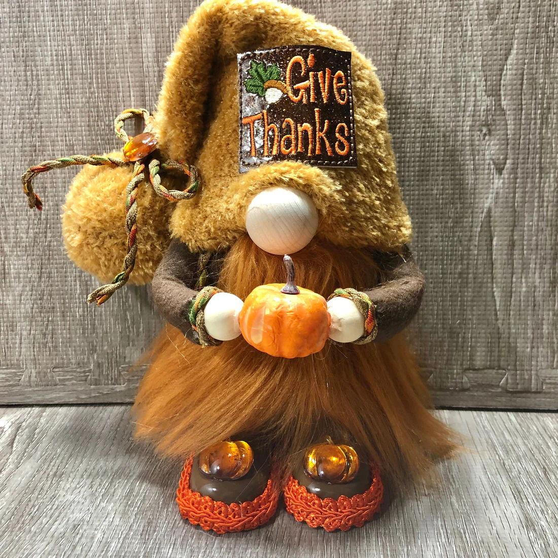 Brown Pumpkin Gnome --Tiered Tray Gnome