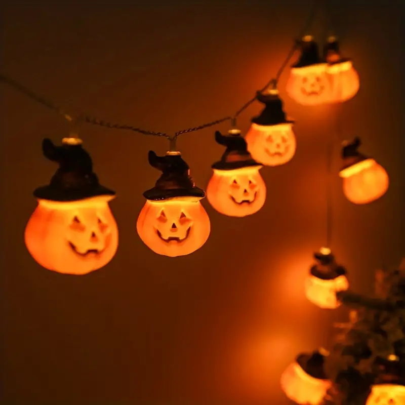 1pc halloween demon light strings 10leds fairy lights pumpkin shape christmas party garden doors and windows autumn decoration 1 5m details 1