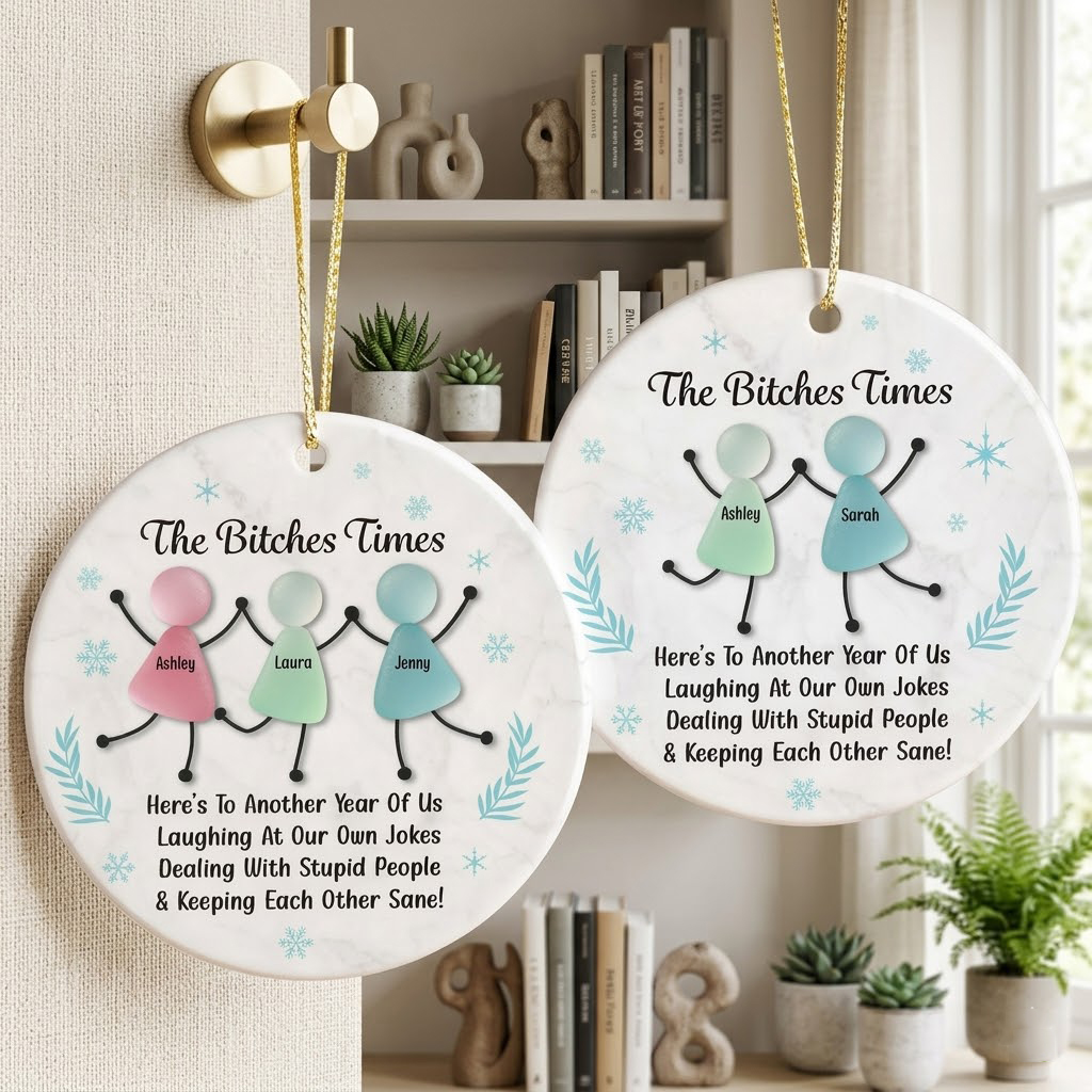 Personalized Funny Best Friends Sea Glass Ornament