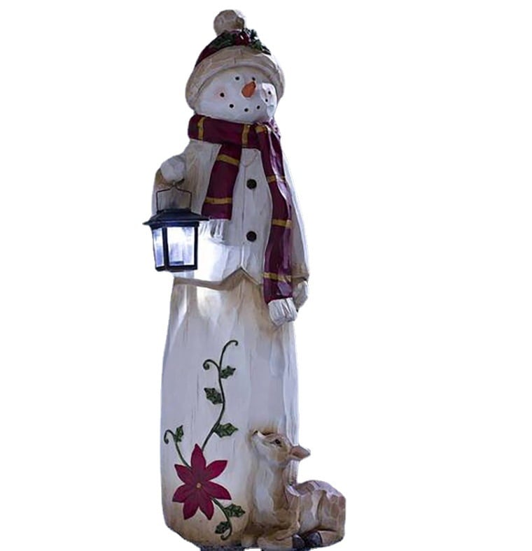 49% OFF- Woodland Snowman with Solar Lantern