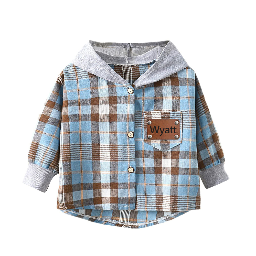 Personalized Kids' Plaid Hooded Shirt Jacket