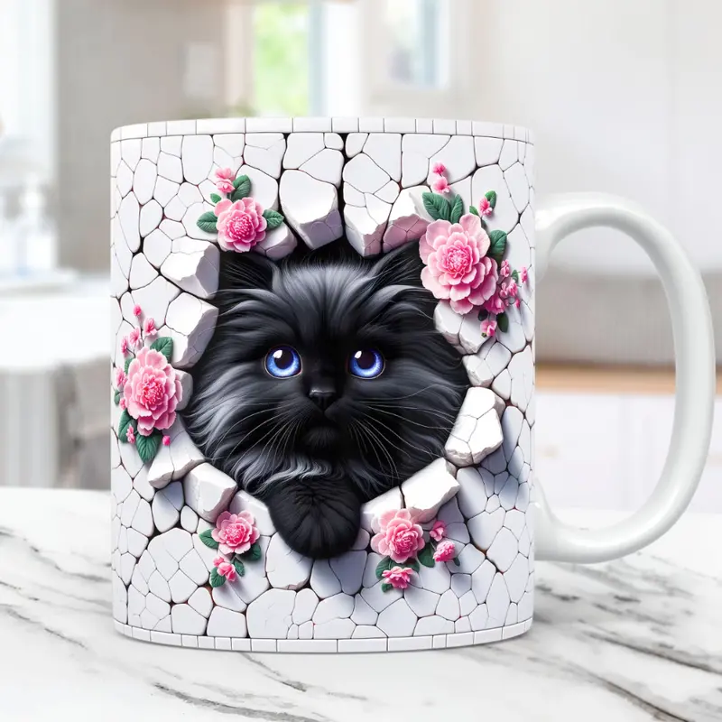 Charming 3D Cat Art Coffee Mug 