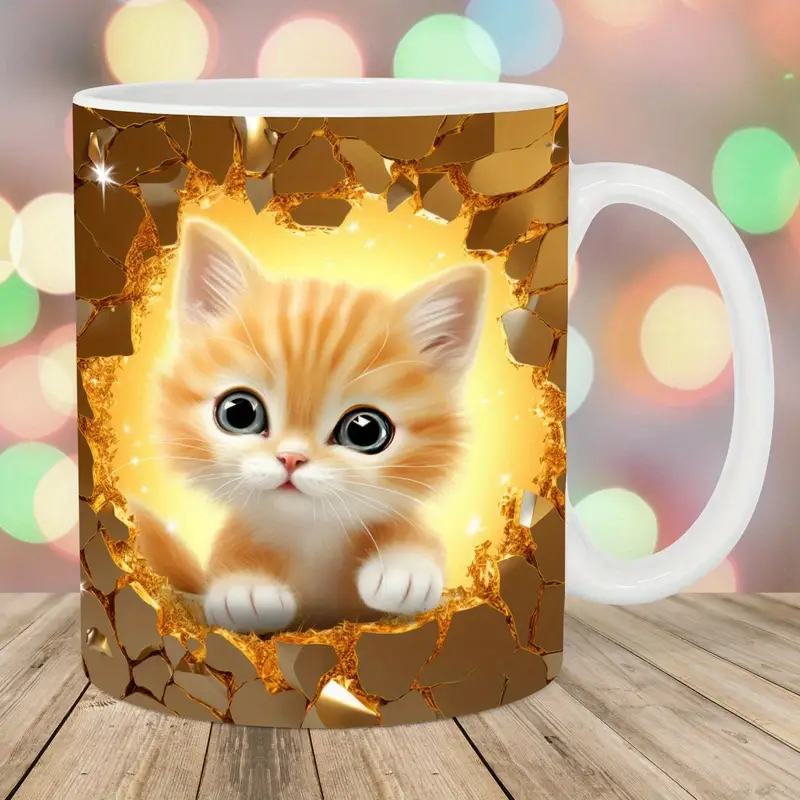 Charming 3D Cat Art Coffee Mug 