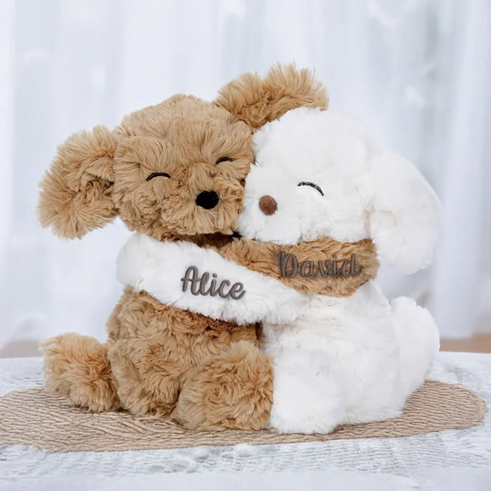 (Set of 2) Personalized Lavender Scented Doll with Name, Custom Hugging Bear/Puppy Plush Toy, Valentine's Day/Anniversary Gift for Couple/Lover/Friend