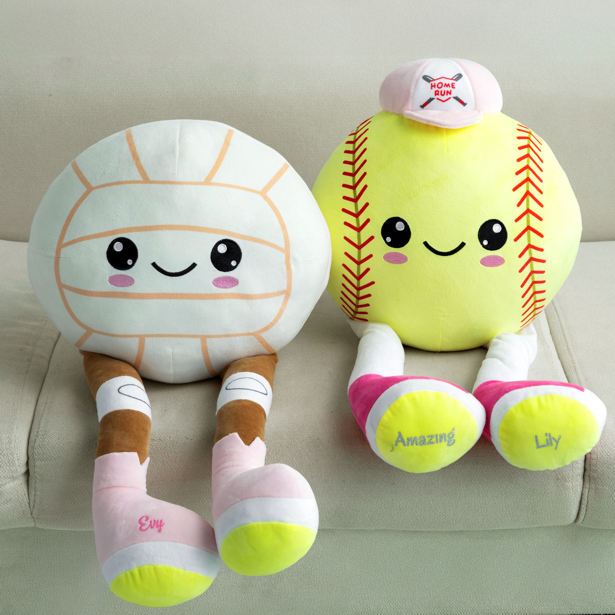 Personalized Softball/Volleyball Plush Toy with Name, Cute Sports Plush Doll, Sofa Bedroom Decor, Birthday/Christmas Gift for Kids/Sports Lover/Player