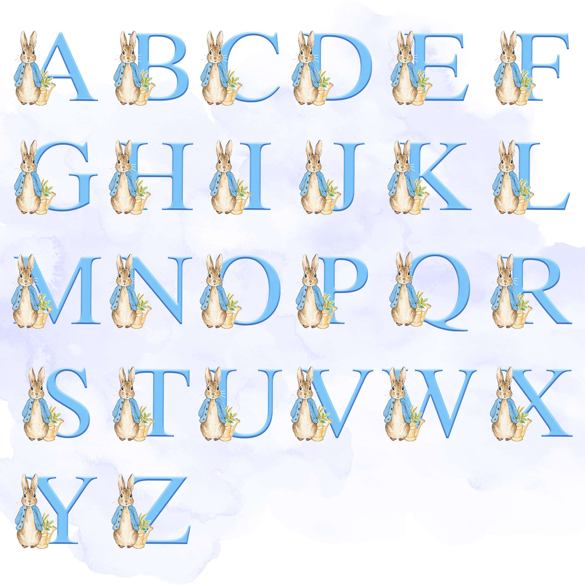 Personalized Name Peter Rabbit Alphabet Easter Gift Bag with Pink Bow Ribbon, PVC Clear Easter Egg Hunt Bag, Birthday/Easter Gift for Kids/Boys/Girls