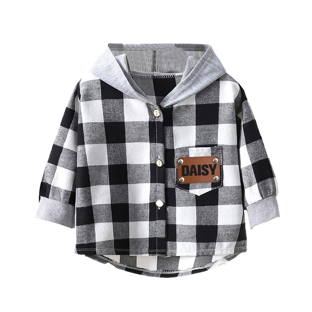 Personalized Kids' Plaid Hooded Shirt Jacket