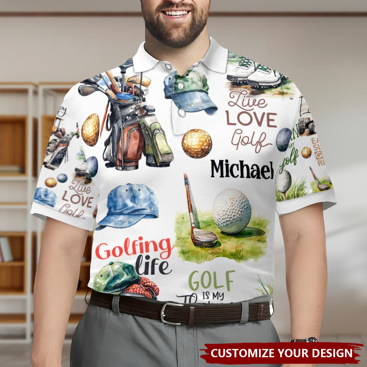 Live Love Golf - Personalized Golf Polo Shirt - The Best Gift For Golf Dad, Uncle, Husband