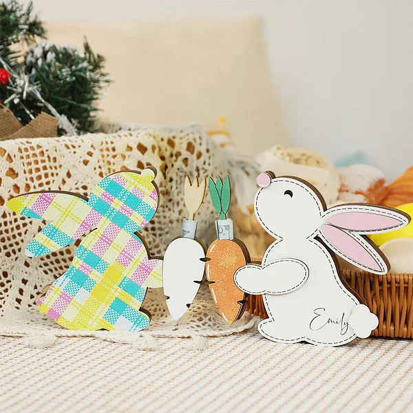 Personalized Bunny Rabbit Carrot Wooden Money Holder with Name Easter Home Decor Birthday Gift for Boys Girls