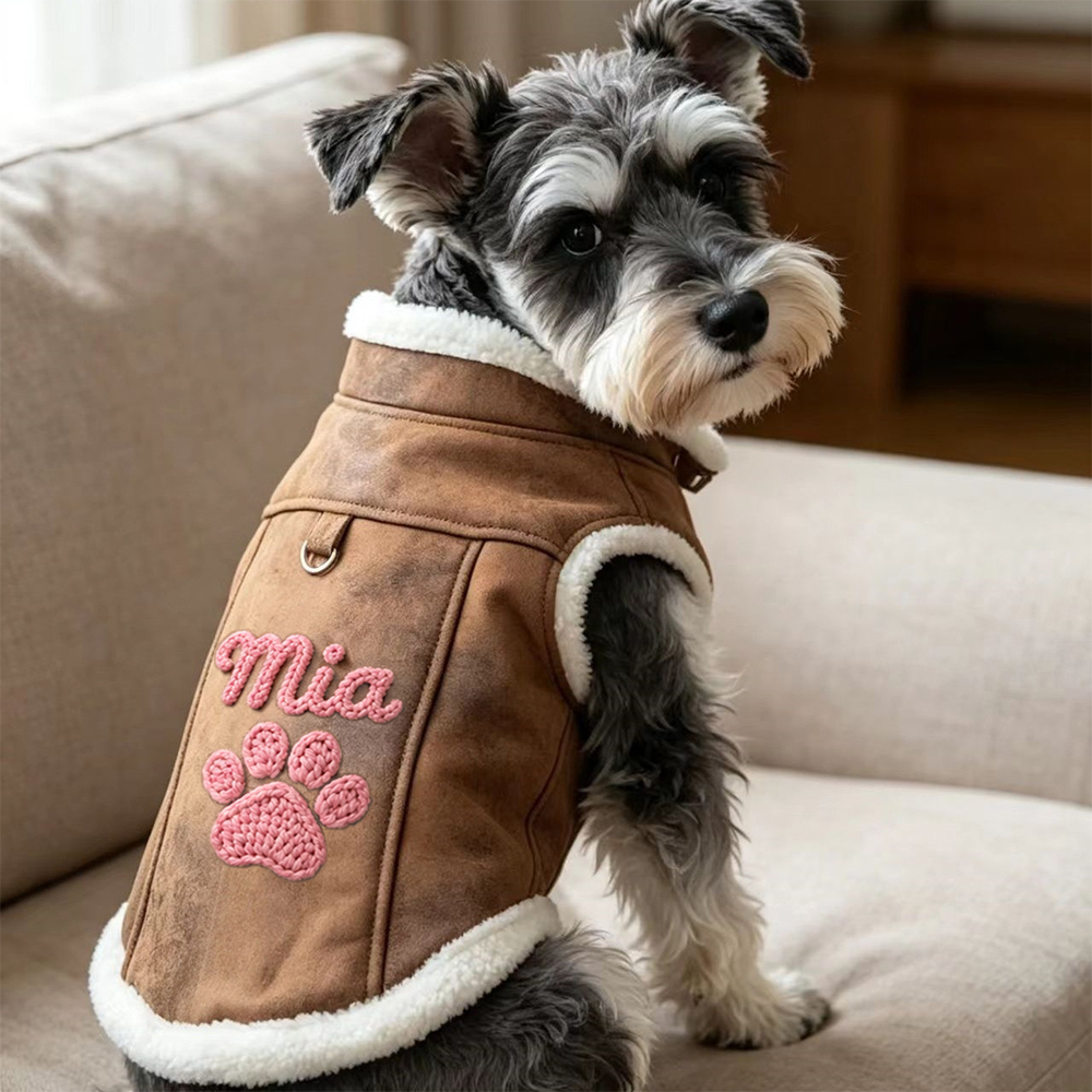Personalized Embroidered Pet Warm Leather Vest