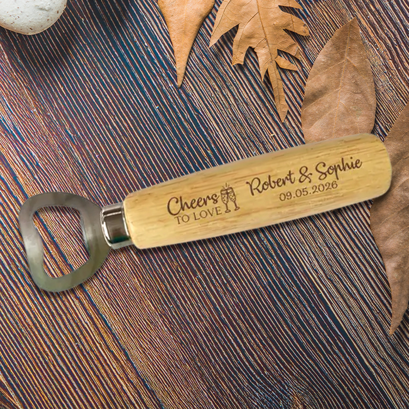 Custom Wooden Bottle Opener,Bulk Wedding Favor for Guests, Personalized Groomsmen Gift, Party Favors