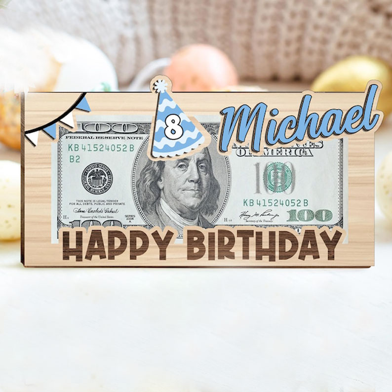 Personalized Funny Birthday Money Holder Gift, Name Money Holder, Birthday Money Gift, Cash Gift Wooden Holder