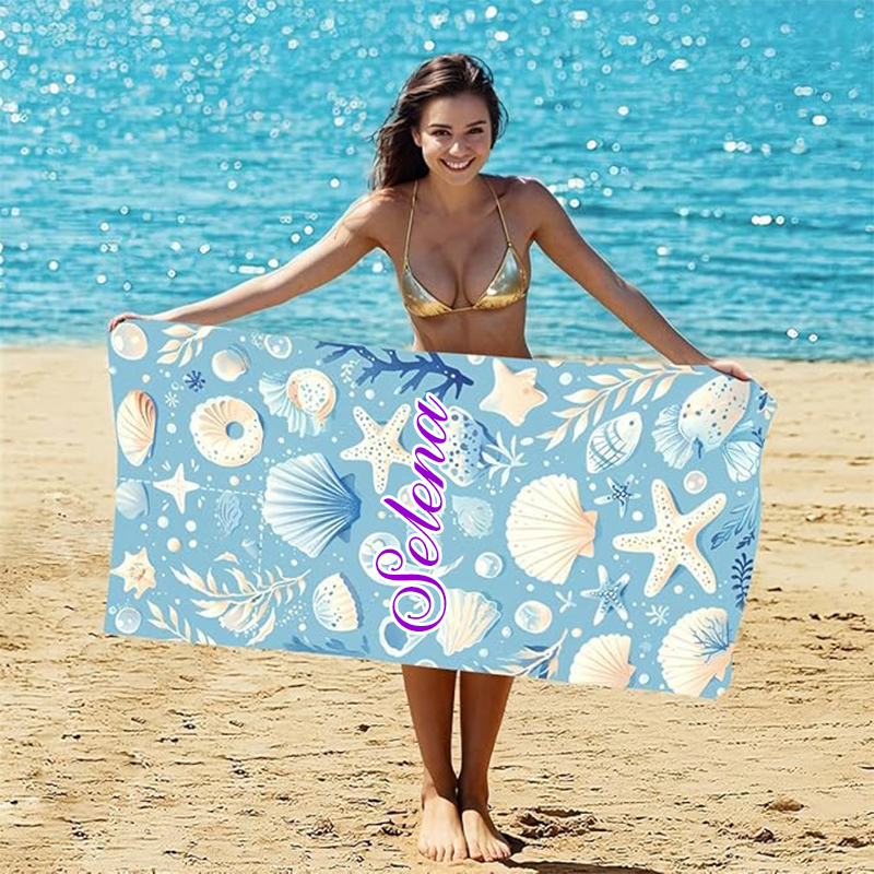 Personalized Custom 2 in 1 Beach Towel Backpack,Quick Dry Microfiber Sand Free Lightweight Large Swimming Towel