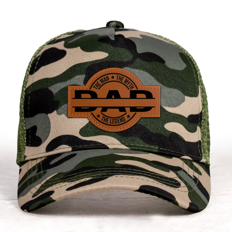 Dad, The Man, The Myth, The Legend - Personalized Leather Patch Hat