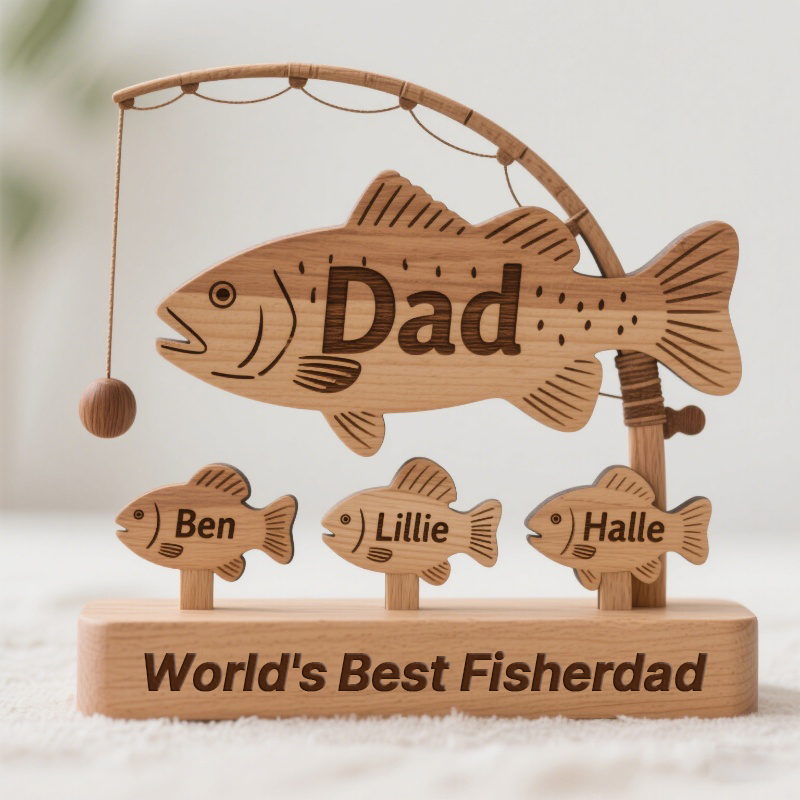 Personalized Fishing Dad Wooden Plaque
