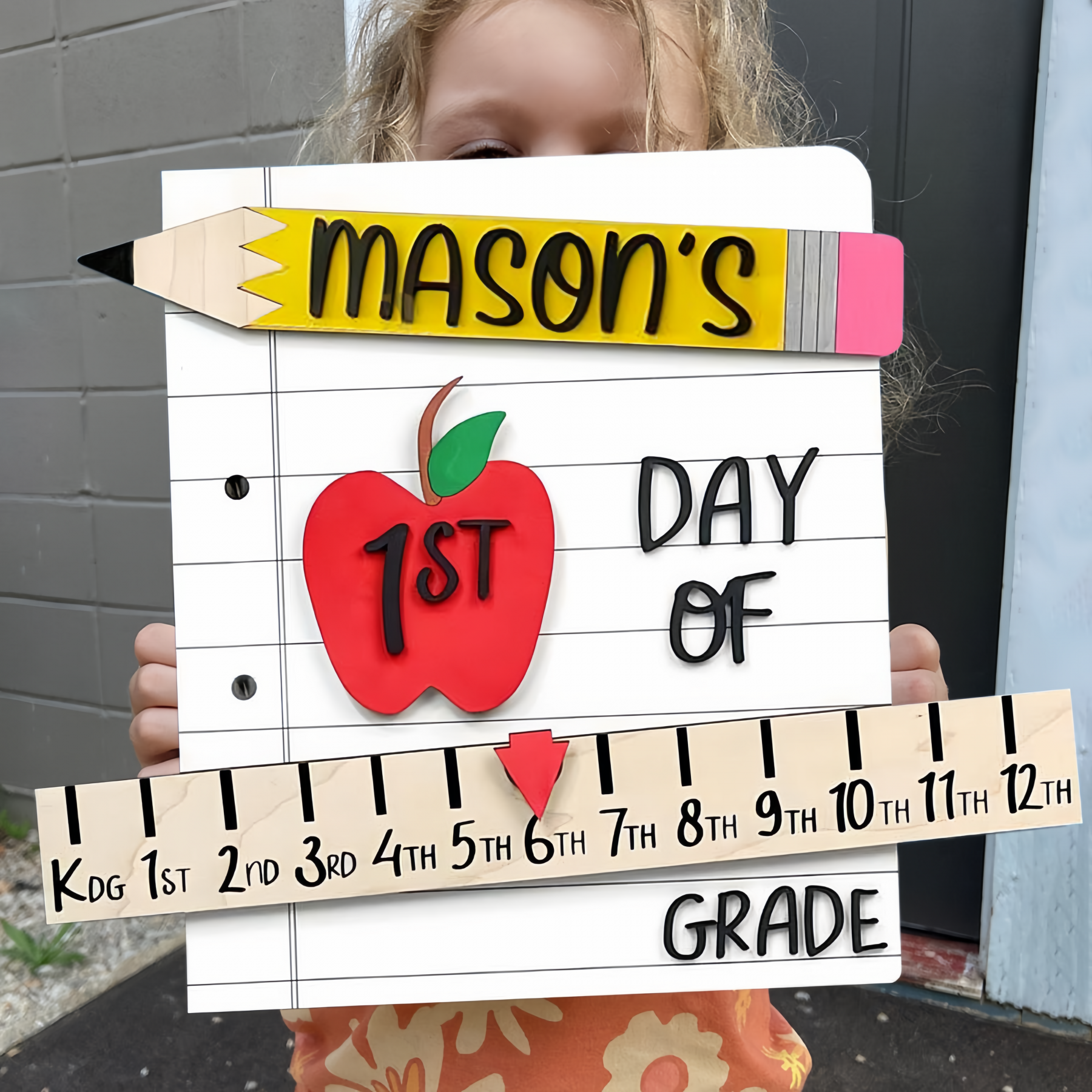 Personalized First/100th/Last Day of School Interchangeable Back to School Sign Prop For Kids Gift Ideas