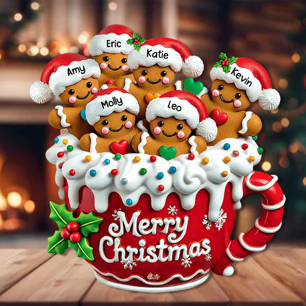 Merry Christmas - Personalized Gingerbread Family Ornament