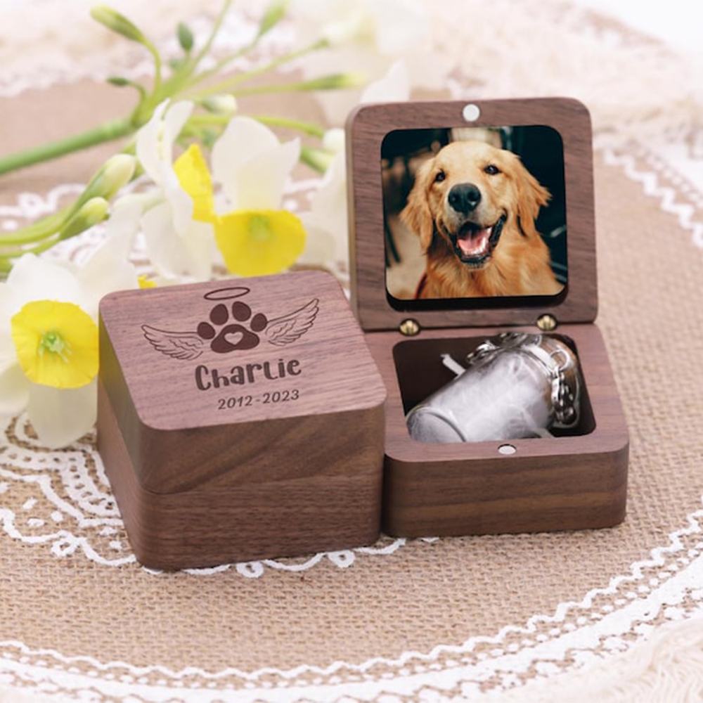 Personalized Handcrafted Wooden Pet Memorial,Custom Pet Ashes Keepsake Box
