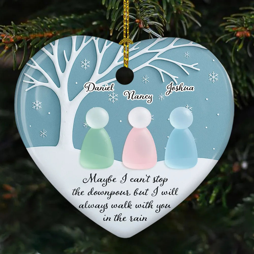 Walk With You In The Rain Sea Glass - Personalized Ornament - Prefect Gift For Friend, Sister, Family