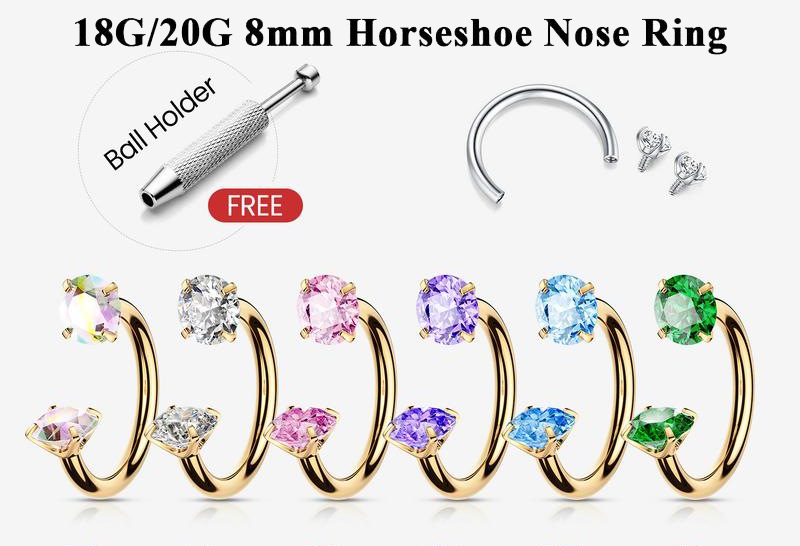🎄Christmas Special: 48% Off🔥Horseshoe Nose Hoop with Free Ball Holder Tool