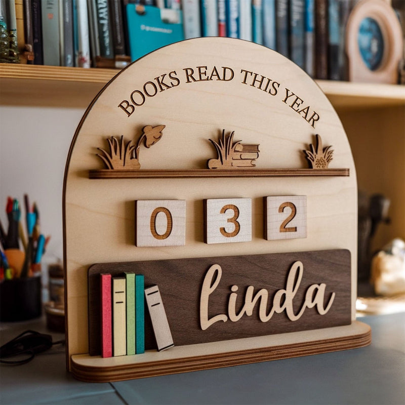 Personalized Books Read This Year Tracker Plaque, Bookshelf Decor, Gift for Readers, Book Lovers Gift