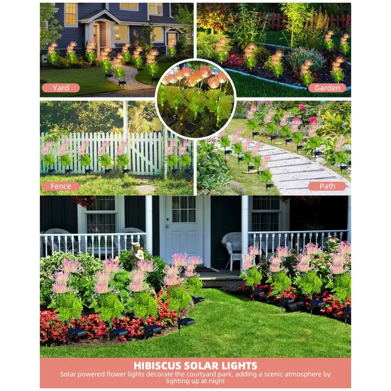 Solar Garden Flowers Lights with Glowing Flowers & Stems