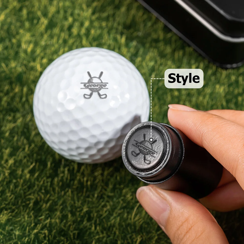 Personalized Monogrammed Initial Golf Ball Stamp with Metal Storage Box Birthday Father's Day Gift for Golf Player