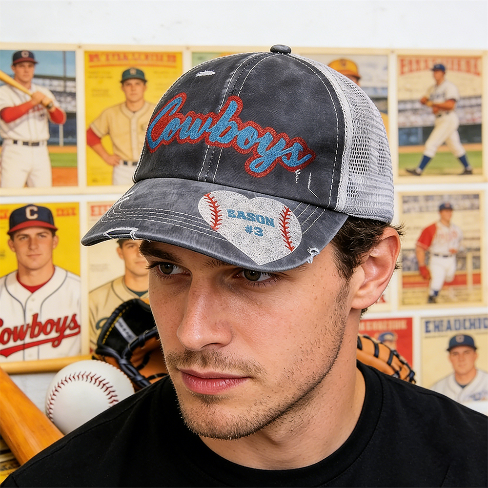 Personalized Sport Cap Adjustable Band Hat with Glittering Name and Number Gift for Ball Sports Lover