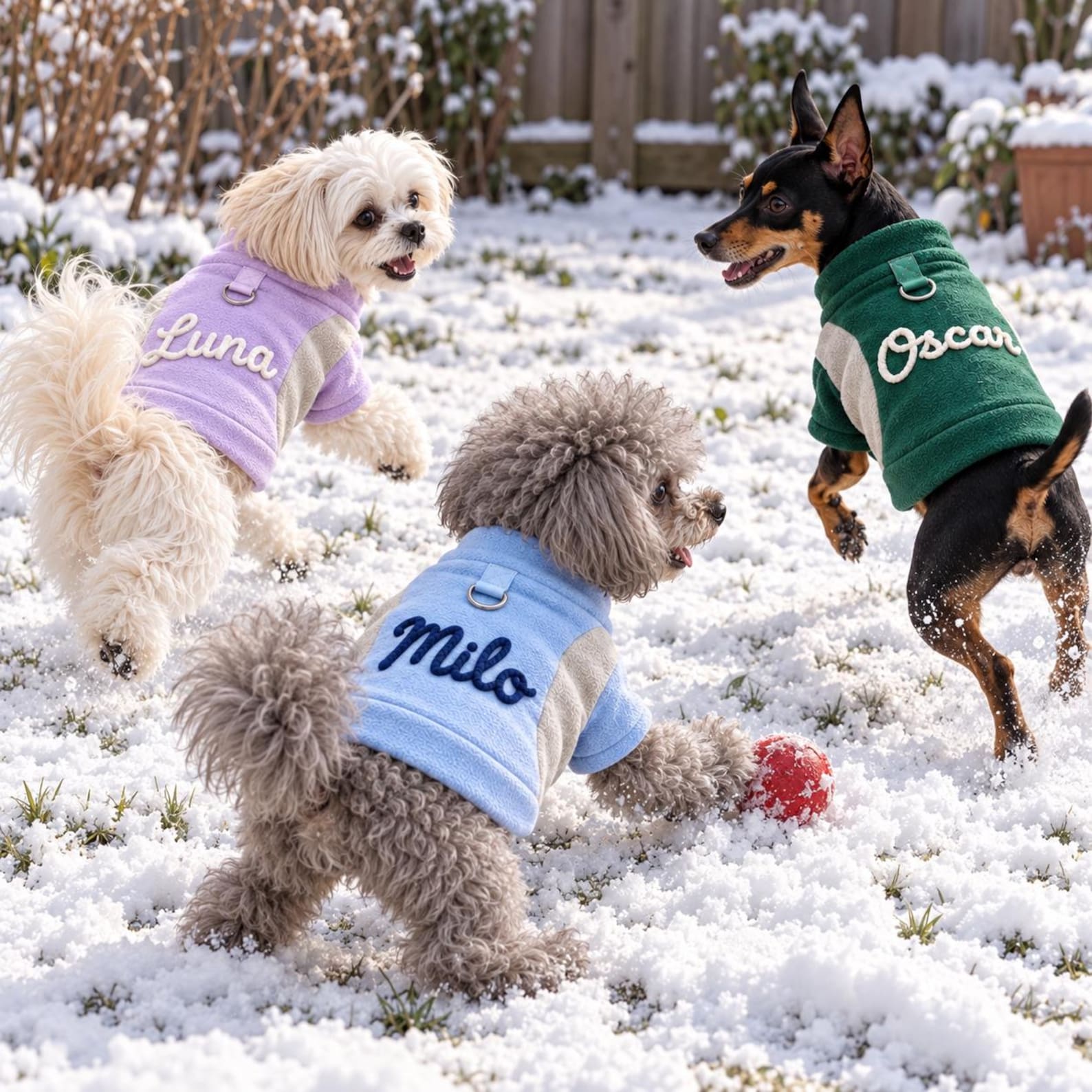 Pullover-Personalized Fleece Dog Warm Winter Pullover Sweater with Name