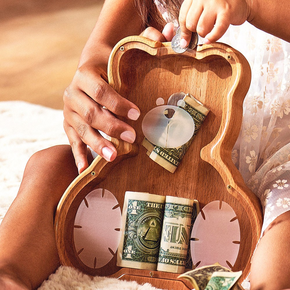 Wood Tractor Piggy Bank Christmas/Birthday Gift