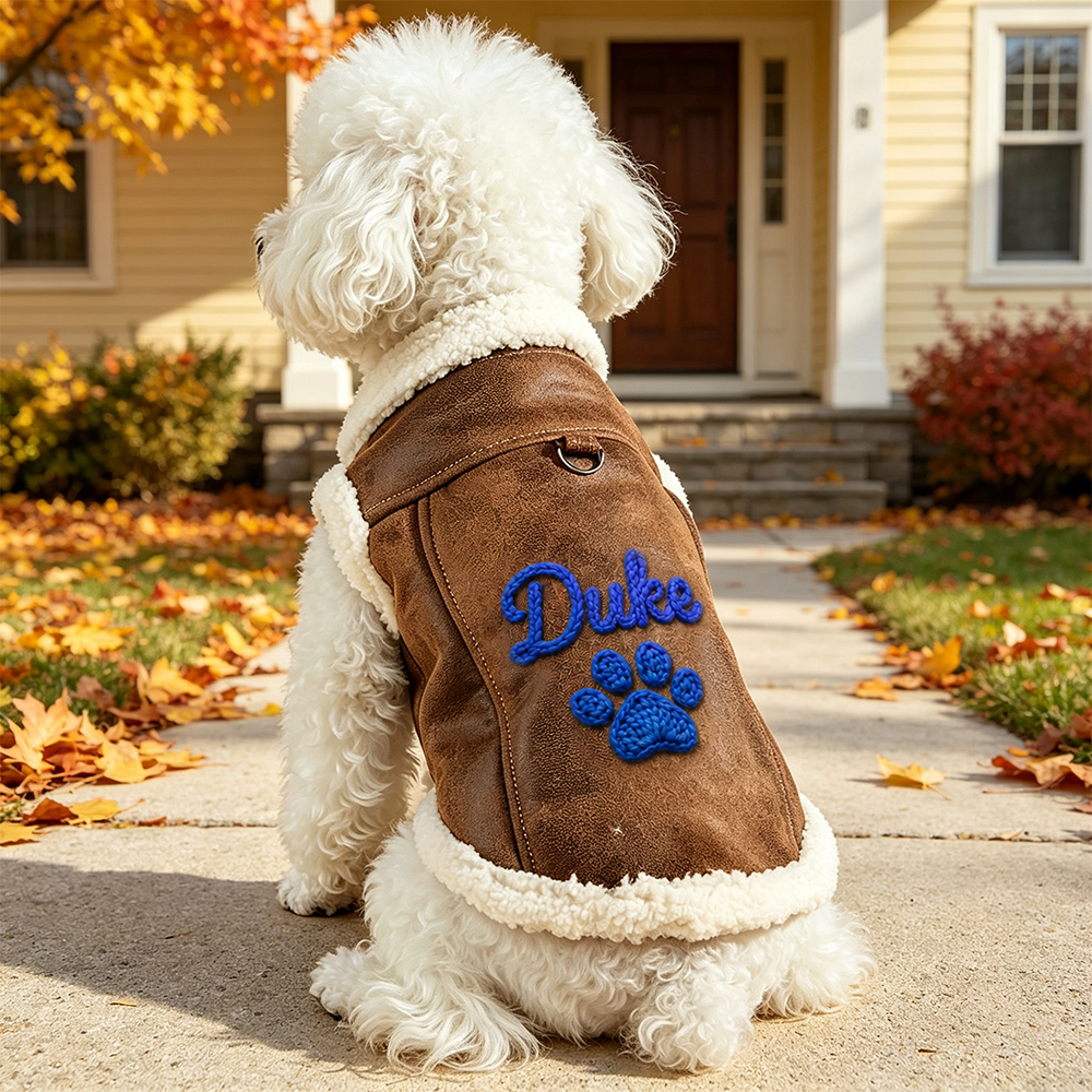 Personalized Embroidered Pet Warm Leather Vest