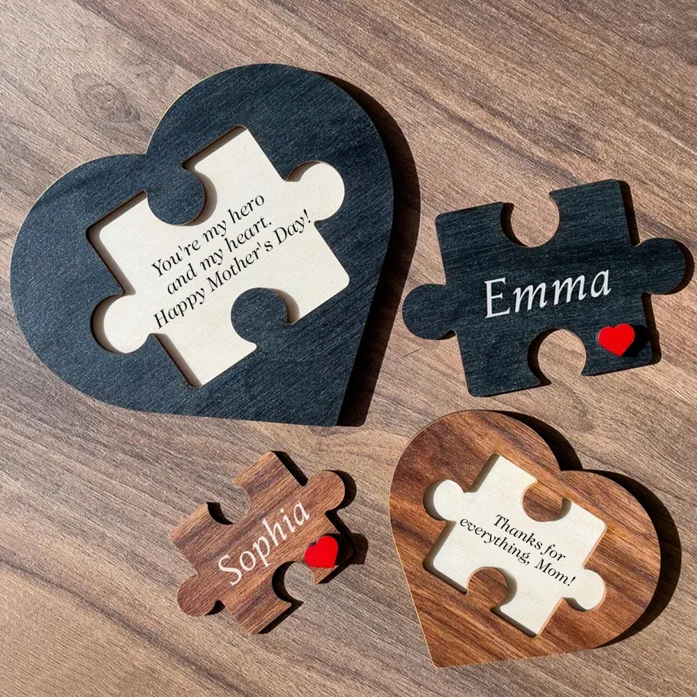 Personalized Mother's Day Keepsake Love Heart Jigsaw Puzzle Name Logo