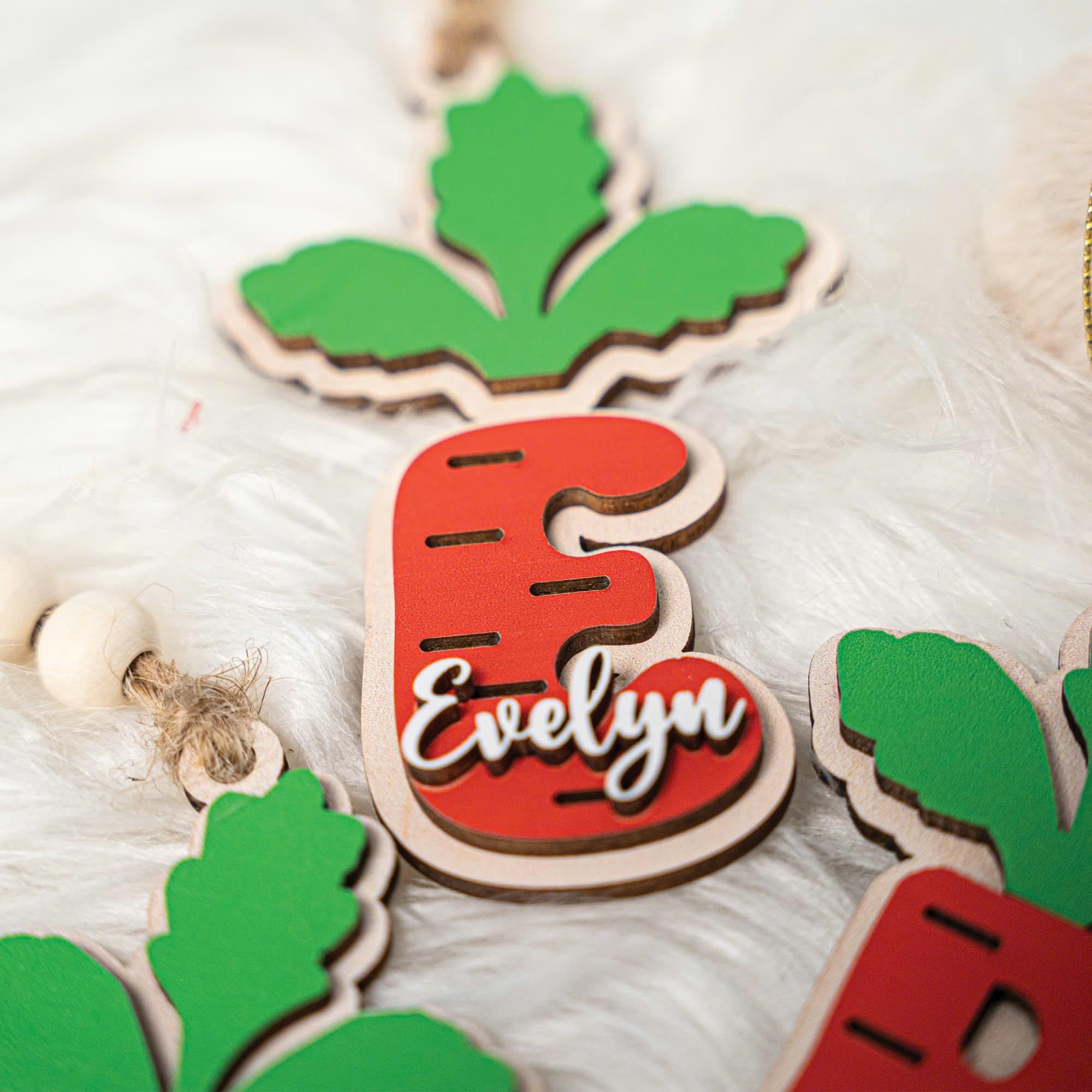 Personalized Carrot Easter Basket Tags, Custom Initial Carrot ornament, Easter Name tags for Grandkids Grandchildren, Custom Carrot Tag