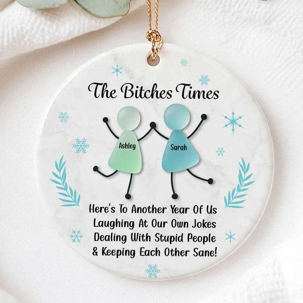 Personalized Funny Best Friends Sea Glass Ornament