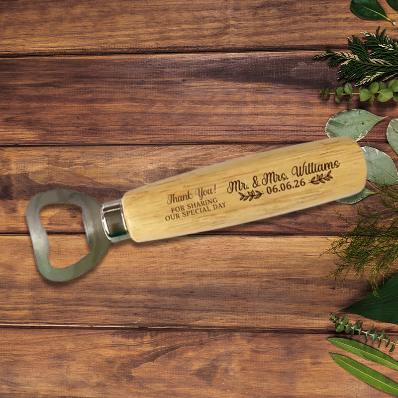 Custom Wooden Bottle Opener,Bulk Wedding Favor for Guests, Personalized Groomsmen Gift, Party Favors