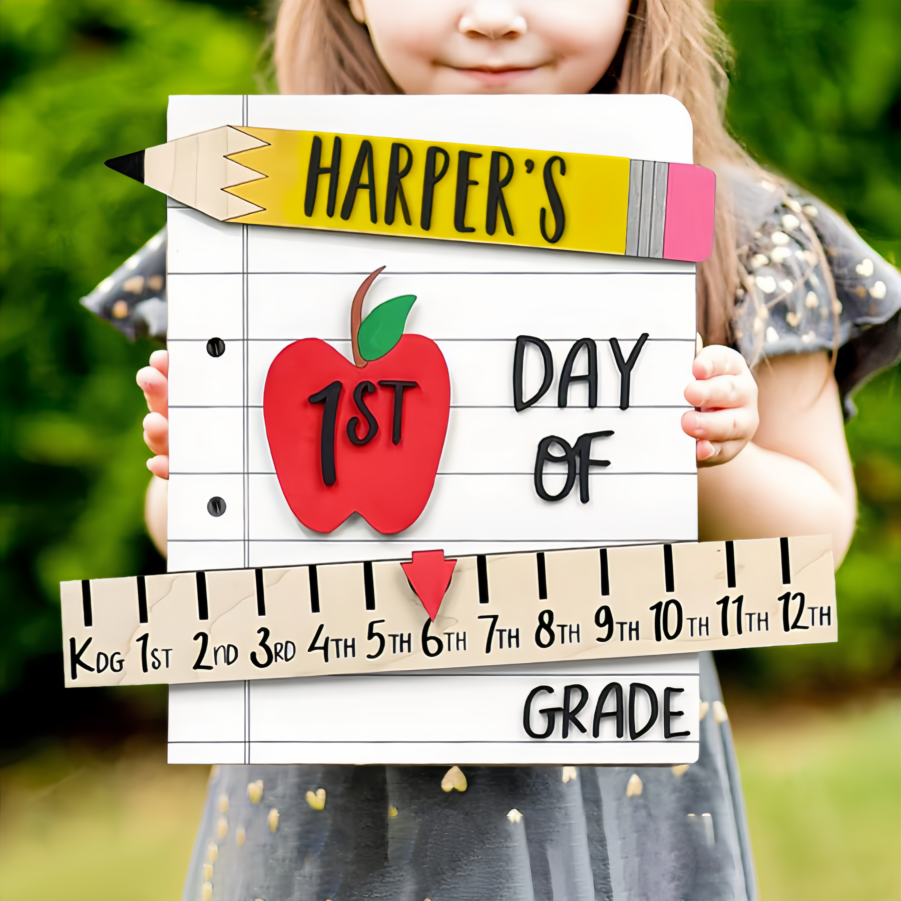 Personalized First/100th/Last Day of School Interchangeable Back to School Sign Prop For Kids Gift Ideas