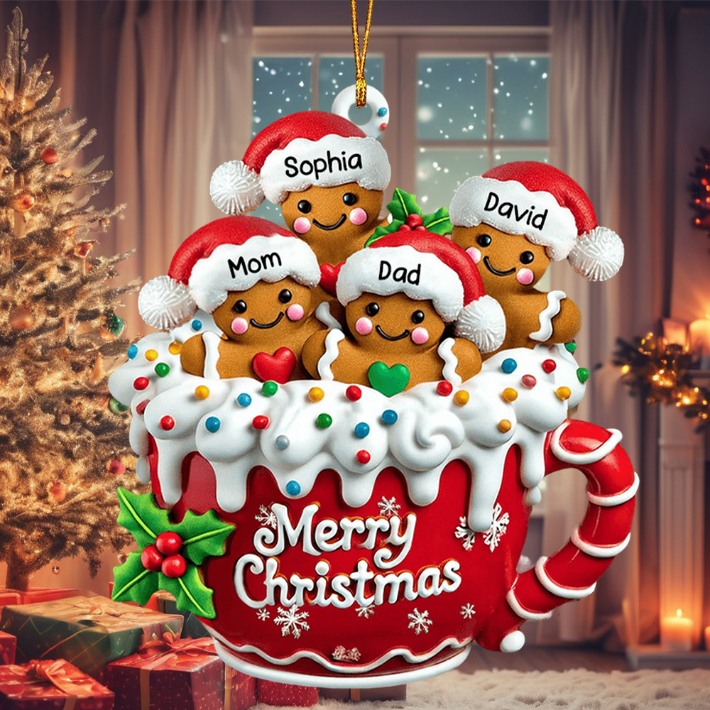 Merry Christmas - Personalized Gingerbread Family Ornament