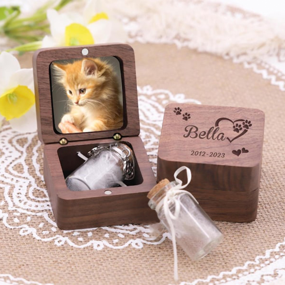 Personalized Handcrafted Wooden Pet Memorial,Custom Pet Ashes Keepsake Box