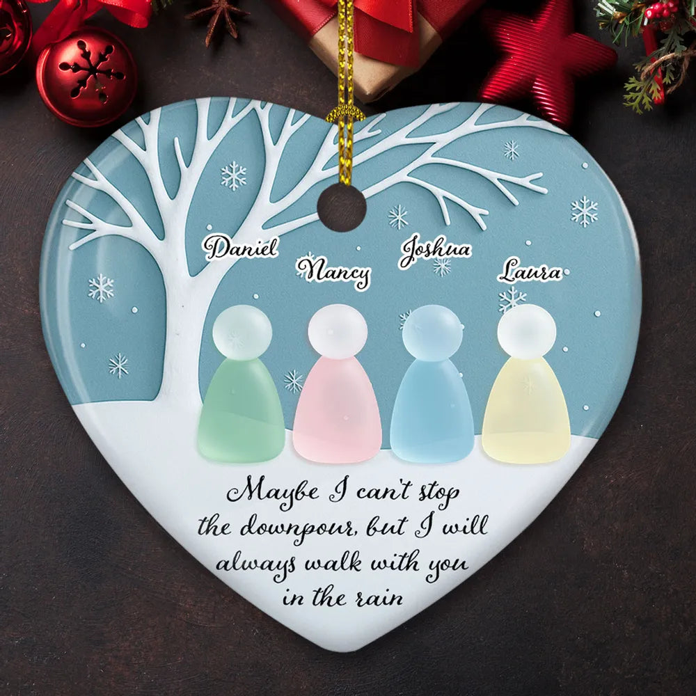 Walk With You In The Rain Sea Glass - Personalized Ornament - Prefect Gift For Friend, Sister, Family