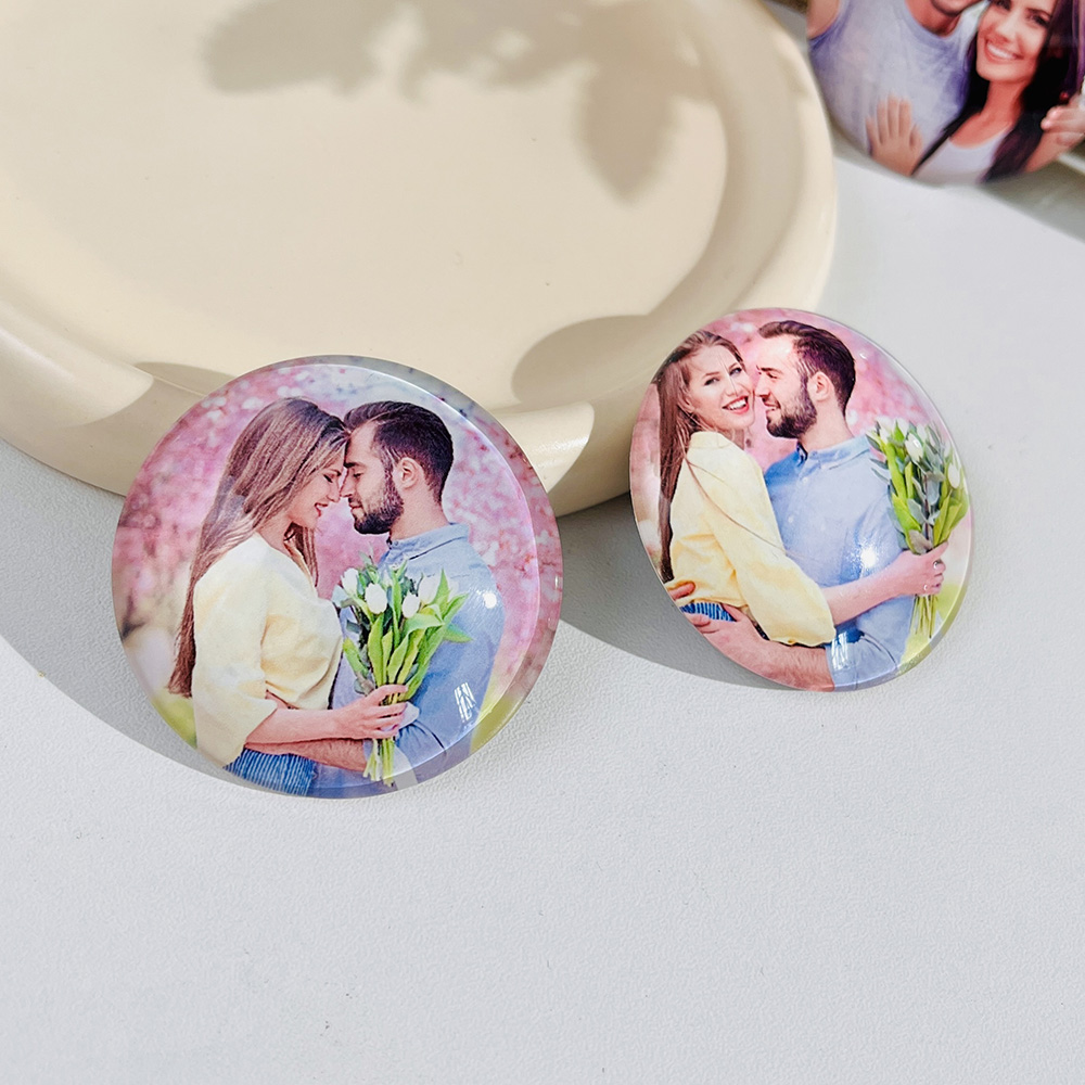 Personalized photo glass refrigerator magnet