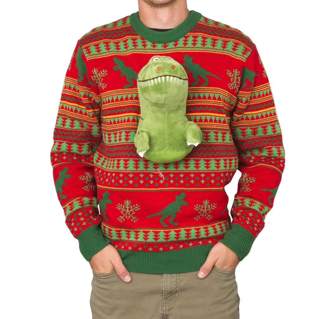 Women's 3D T-Rex Plushie Ugly Christmas Sweater