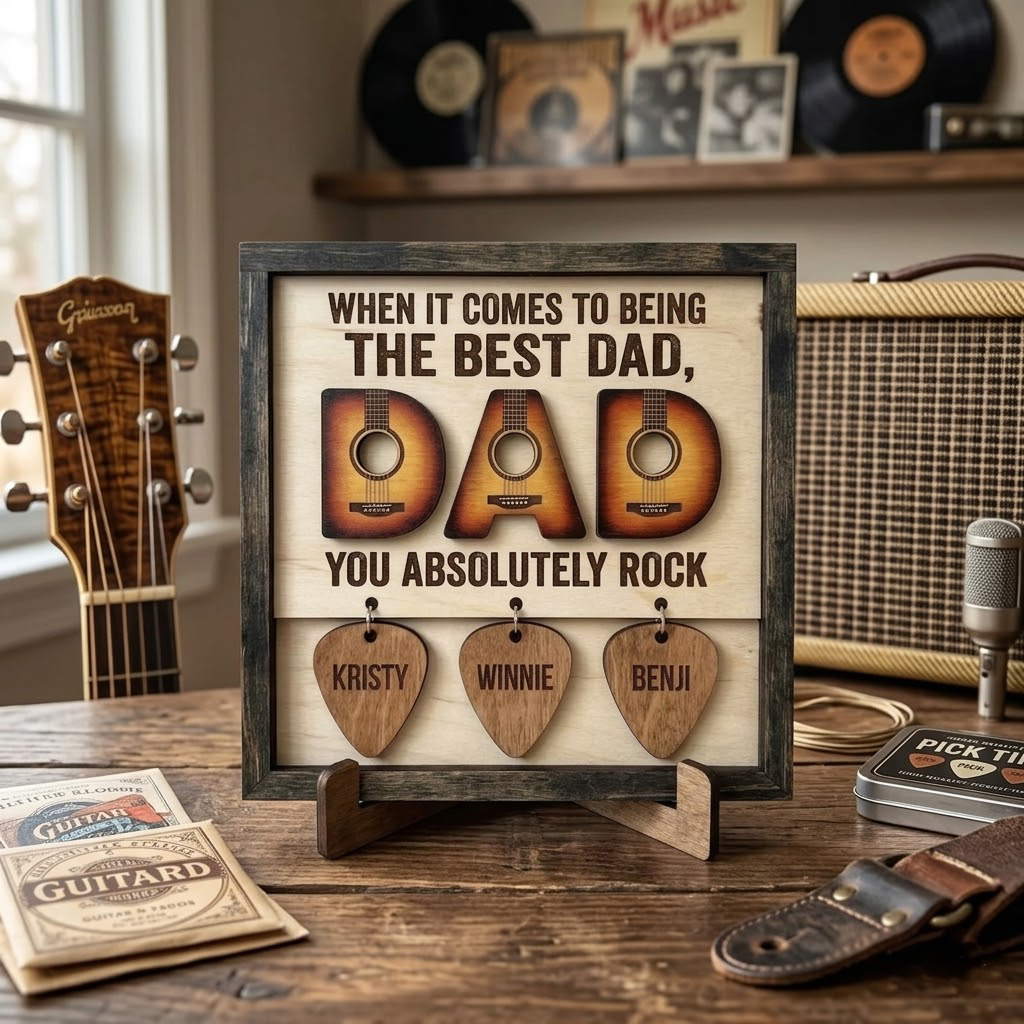 Personalized Dad Guitar Sign, Music Lover Dad Decor